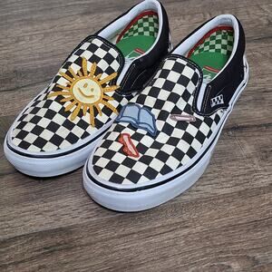 Vans x Skateistan Skate Slip-On Checkerboard Skate patch Shoes mens 10.5